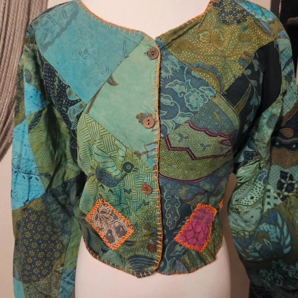 Vintage We Be Bop Quilted Cropped Jacket Sz M